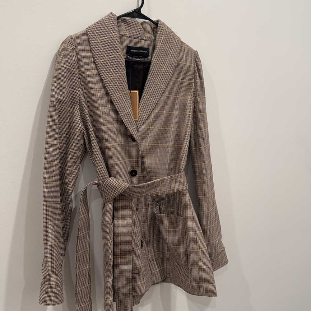 Vanessa Seward NWT Brown Pattern Blazer with adjustable waist sash 🤎 - Picture 3 of 7